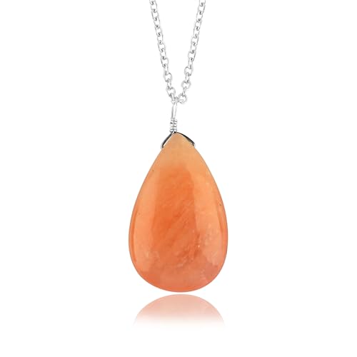 How to Wear the Color Peach 10 CRYSTALIS Natural Peach Morganite Gemstone Pendant Necklace, High Grade Polished Pear Crystal, Chakra Healing Cabochon, Gift Giving Women Jewelry, Dainty 925 Sterling Silver Chain 18 inch