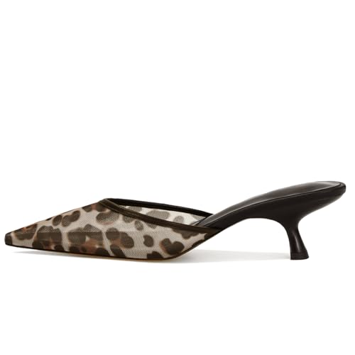 Mules for Fall: How to Wear Them + Styles to Shop 21 ZJGZF Leopard Mesh Kitten Heels Mules for Women Closed Pointed Toe Slip on Backless Stiletto Slingback Low Heels Comfort Pumps Shoes
