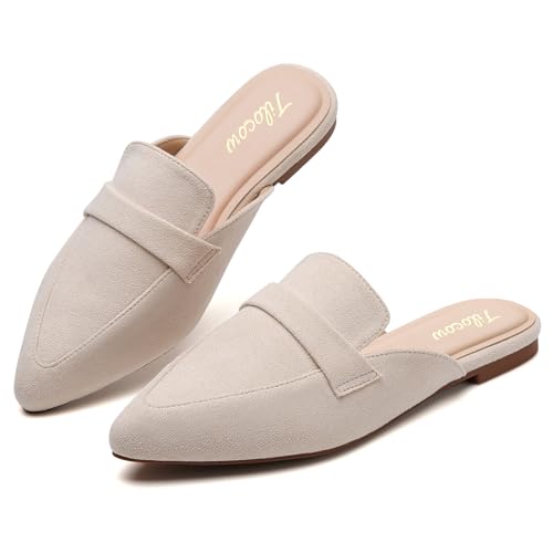 Mules for Fall: How to Wear Them + Styles to Shop 14 Tilocow Slip On Mules for Women Open Back Closed Pointed Toe Flats Womens Business Work Shoes Flavor Slides