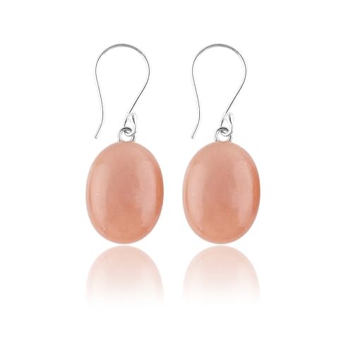 How to Wear the Color Peach 12 DEVMUKTI Natural Peach Moonstone Gemstone Earring, 925 Sterling Silver Designer Earrings, Handmade Bohemian Jewelry, June Birthstone, Crystal Women Earring, Gift for Her (Approx.18x13mm)