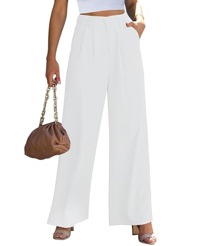 7 Fall/Winter Runway Looks for Women Over 40 37 GRAPENT Flowy High Waist Trousers Womens Business Casual Suit Pants Off White Size X-Large 16-18