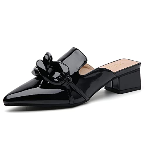Mules for Fall: How to Wear Them + Styles to Shop 59 Tilocow Chain Decor Womens Pumps Closed Pointed Toe Heeled Sandals Embossed Block Heel Slides Shoes for Women Buckle Mules