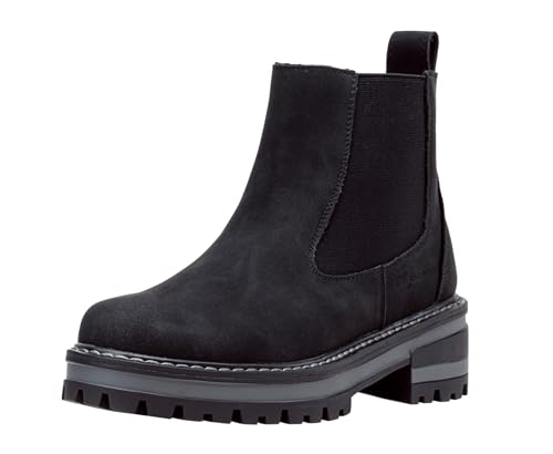 10 Women's Chelsea Boots to Shop Now 1 Vepose Women's Black Chelsea Ankle Boots, Lug Sole Fashion Elastic Short Pull on 9608 Booties, Size 9M US, (CJY9608 Black 09)