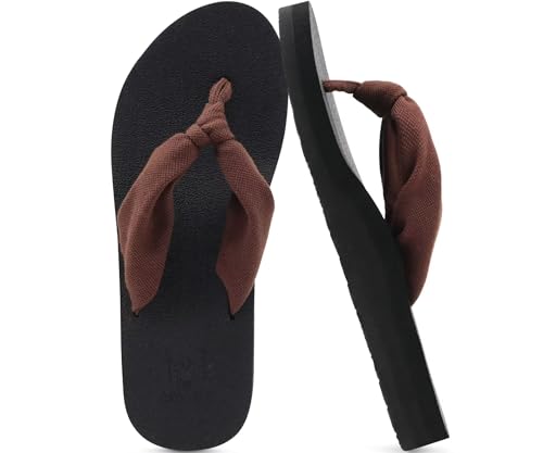 Menopause Fashion: Dressing in Style When You're Too Darn Hot 12 KuaiLu Flip Flops Women Arch Support Yoga Mat Comfortable Summer Beach Walking Thong Cushion Sandals Slip on Outfits Travel Essentials Orthotic Slides Indoor Outdoor Slippers Shoes Brown Size 8.5