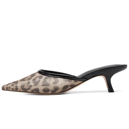 Mules for Fall: How to Wear Them + Styles to Shop 29 Riekhany Women Mesh Kitten Heels Mules Closed Pointed Toe Slip on Backless Stiletto Slingback Heels Wedding Dress Low Heel Pumps Shoes Leopard