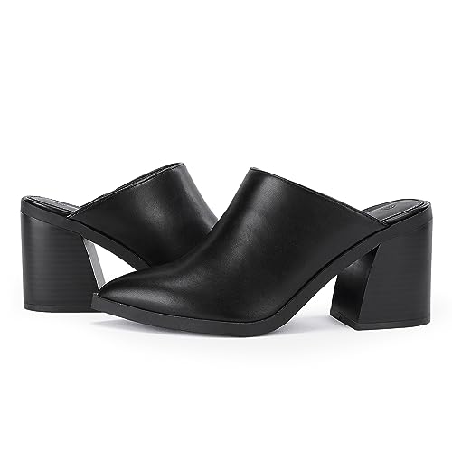 Mules for Fall: How to Wear Them + Styles to Shop 45 JeimPoey Womens Chunky Heels Mules Pointed Closed Toe Heeled Sandals Backless Stacked Block Heel Slip-on Shoes