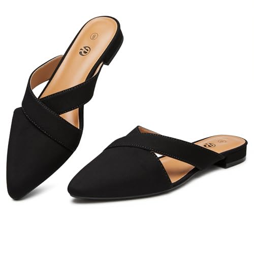 Mules for Fall: How to Wear Them + Styles to Shop 8 Rekayla Women’s Mules Closed Pointed Toe Backless Loafer Shoes for Women Black