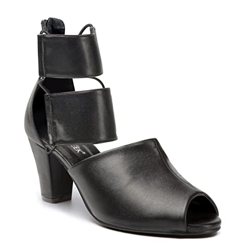 7 Fall/Winter Runway Looks for Women Over 40 19 ANN CREEK Black Women's Chunky Heels - Open Toe Strappy & Block Heels - Size 6.5