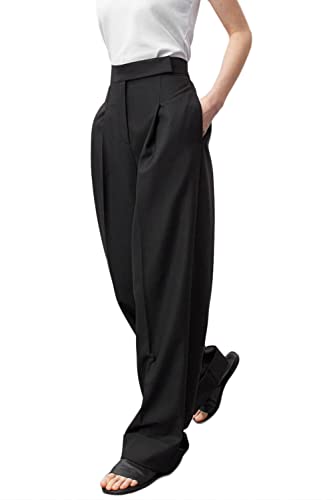 7 Fall/Winter Runway Looks for Women Over 40 34 JEAAMKSSER Women’s Wide Leg Trousers Pants High Waisted Black Business Work Straight Leg Long Pants # Black S