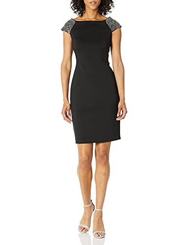 7 Fall/Winter Runway Looks for Women Over 40 27 Calvin Klein Women's Off The Shoulder Sheath with Embellished Sleeves, Black, 12