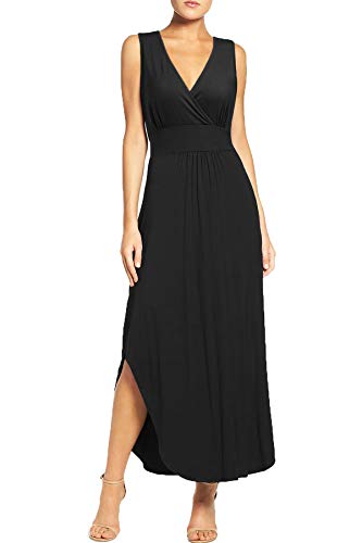 9 Fab New Year’s Eve Dress Styles for Under $50 6 WOOSEA Women Sleeveless Deep V Neck Pocket Loose Long Dress Split Maxi Casual Dresses Black