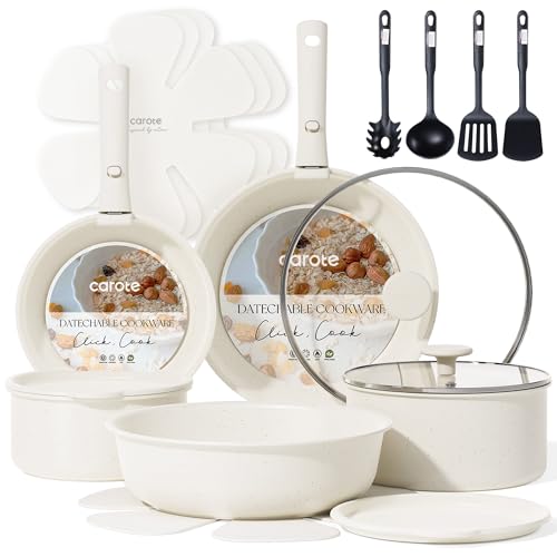 These 27 Amazon Black Friday Deals Are Trending 34 CAROTE 19pcs Pots and Pans Set Non Stick, Cookware Sets, Kitchen Set, Oven/Fridge Safe, Space Saving Pots Set, Nonstick Cooking Set with Versatile Detachable Handle, Induction RV Set, Cream White