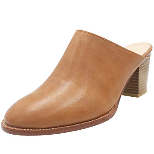 Mules for Fall: How to Wear Them + Styles to Shop 49 Maypie Womens Chunky Heels Mules and Clogs Closed Toe Bootie Pumps Slides Shoes, Brown, 8.5 B(M) US