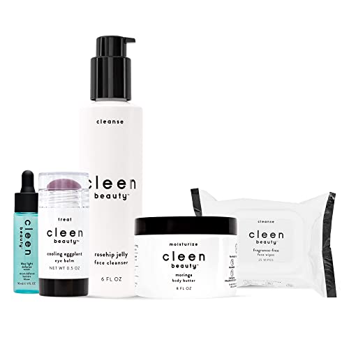 12 Best All-Natural Beauty Gifts for Her Under $40 10 Cleen Beauty Everyday Essentials Skin Care Set | Blue Light Defense Serum + Cooling Eggplant Eye Balm + Rosehip Jelly Face Cleanser + Fragrance Free Face Wipes + Moringa Body Butter | Cruelty Free