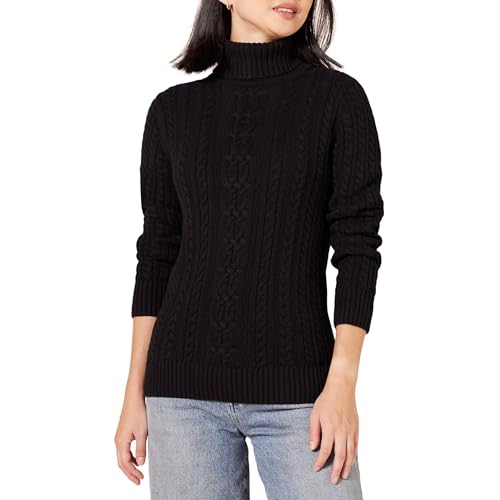 7 Fall/Winter Runway Looks for Women Over 40 39 Amazon Essentials Women's Fisherman Cable Turtleneck Sweater (Available in Plus Size), Black, Small