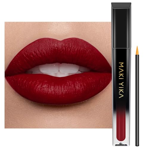 What's Trending in Makeup and the Cheap Amazon Products to Match 15 MAKI YIKA Dark Red Lipstick for Women Color Stay Long Lasting Lipsticks, No Smudge Matte Liquid Lipstick Transferproof Cruelty-Free Lip Color | PARTY GO