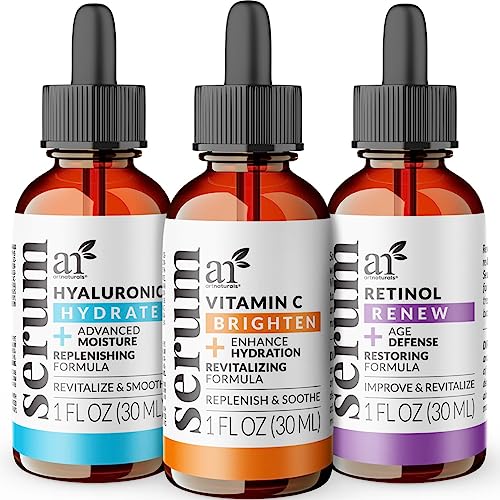 12 Best All-Natural Beauty Gifts for Her Under $40 2 artnaturals Anti-Aging-Set with Vitamin-C Retinol and Hyaluronic-Acid - (3 x 1 Fl Oz / 30ml) Serum for Anti Wrinkle and Dark Circle Remover – All Natural and Moisturizing