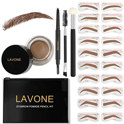 What's Trending in Makeup and the Cheap Amazon Products to Match 17 LAVONE Eyebrow Stamp Stencil Kit, Brow Stamp Trio Kit with Waterproof Eyebrow Pencil, Pomade, 20 Eyebrow Stencils, Dual-ended Eyebrow Brush and Sponge Applicator - Soft Brown