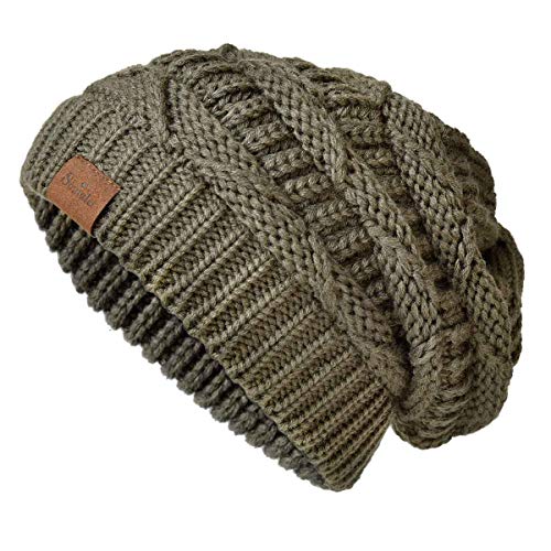 What to Wear While Traveling for the Holidays 21 SOMALER Knit Beanie Hat for Women Oversize Chunky Winter Slouchy Beanie Hats Ski Cap Army Green