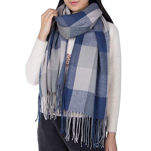 What to Wear While Traveling for the Holidays 34 YSense Women's Long Plaid Blanket Scarf Chunky Oversized Winter Fall Warm Scarf Big Tartan Scarves Wrap Shawl Ladies Gifts