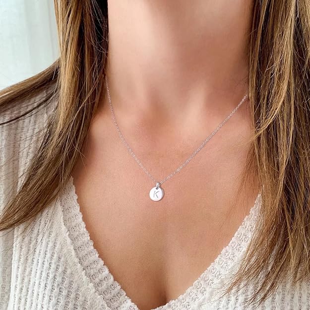 28 Clever and Thoughtful Gift Ideas for Her Under $50 35 Christmas Birthday Gifts S925 Sterling Silver Initial Necklaces for Girls Women, Tiny Cute Initial Pendant Necklace Valentines Birthday Jewelry Gifts for Women Teen Girls, Sterling Silver, No