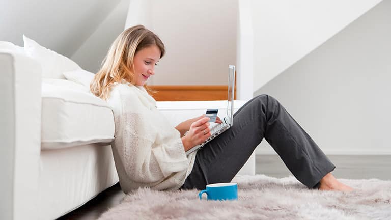 Woman shopping online.