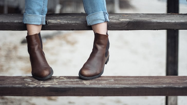 10 Women's Chelsea Boots to Shop Now 86 Close up of legs wearing women's Chelsea boots.