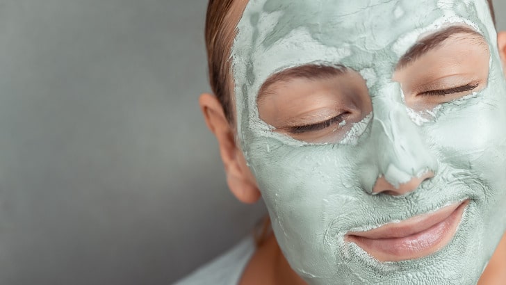Close up of woman wearing DIY beauty mask.
