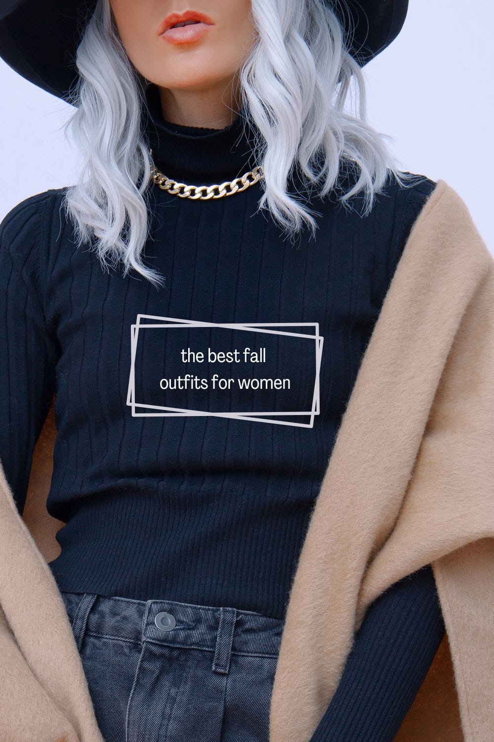 The Best Fall Outfits for Women 1 Close up of woman wearing sweater with text overlay that reads: the best fall outfits for women.