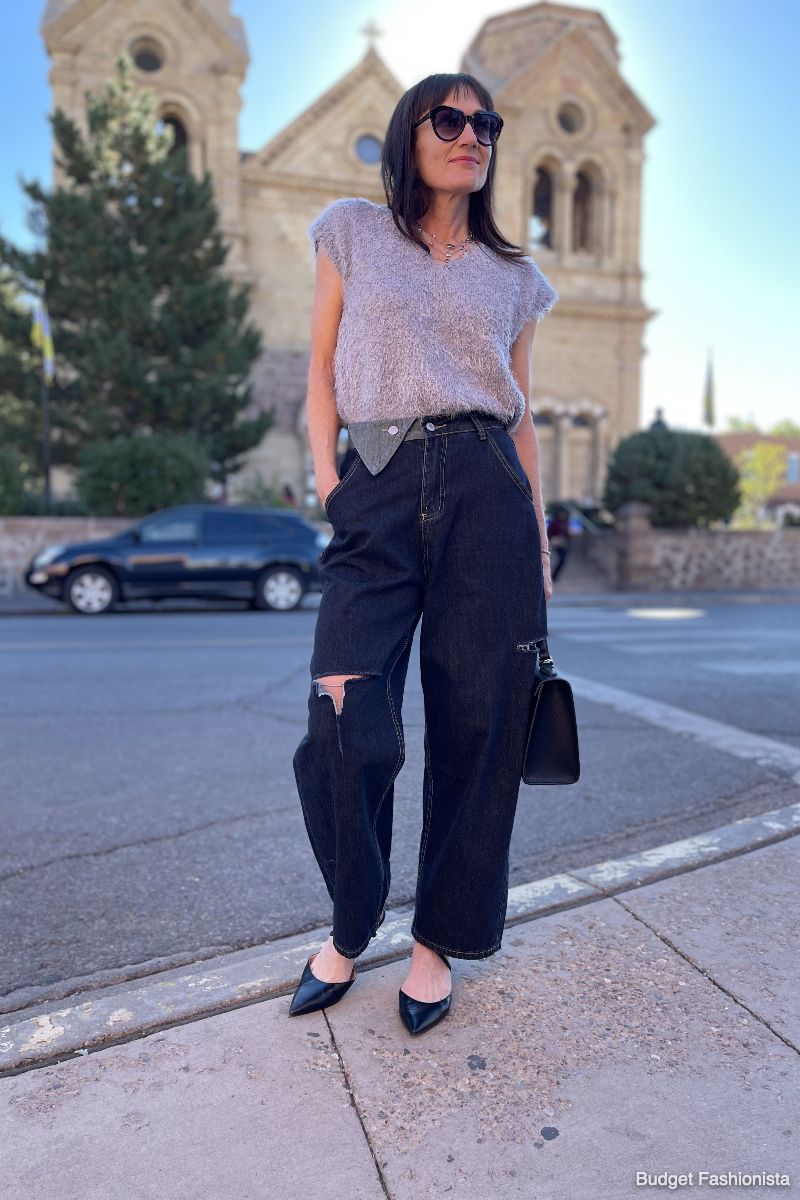 Chicwish Review: Honestly, Here's What You Get at Chicwish for $450 2 Catherine Brock wearing Chicwish sweater and wide-legged jeans.