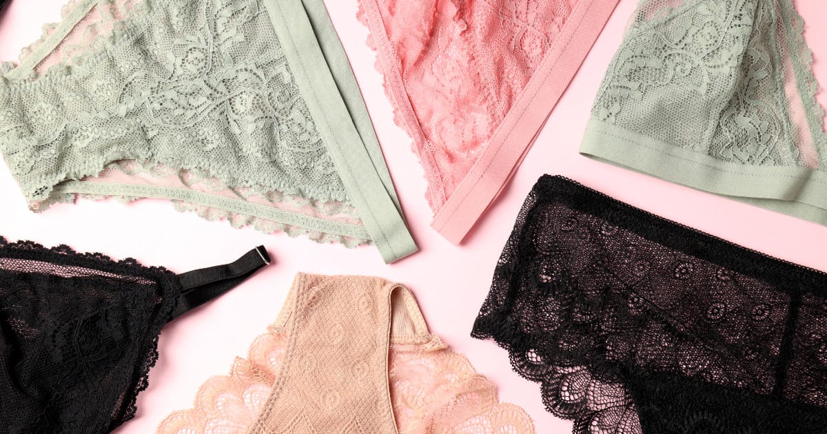 Best Women's Underwear Brands for Wherever Life Takes You 63 Collage of women's panties on pink background.