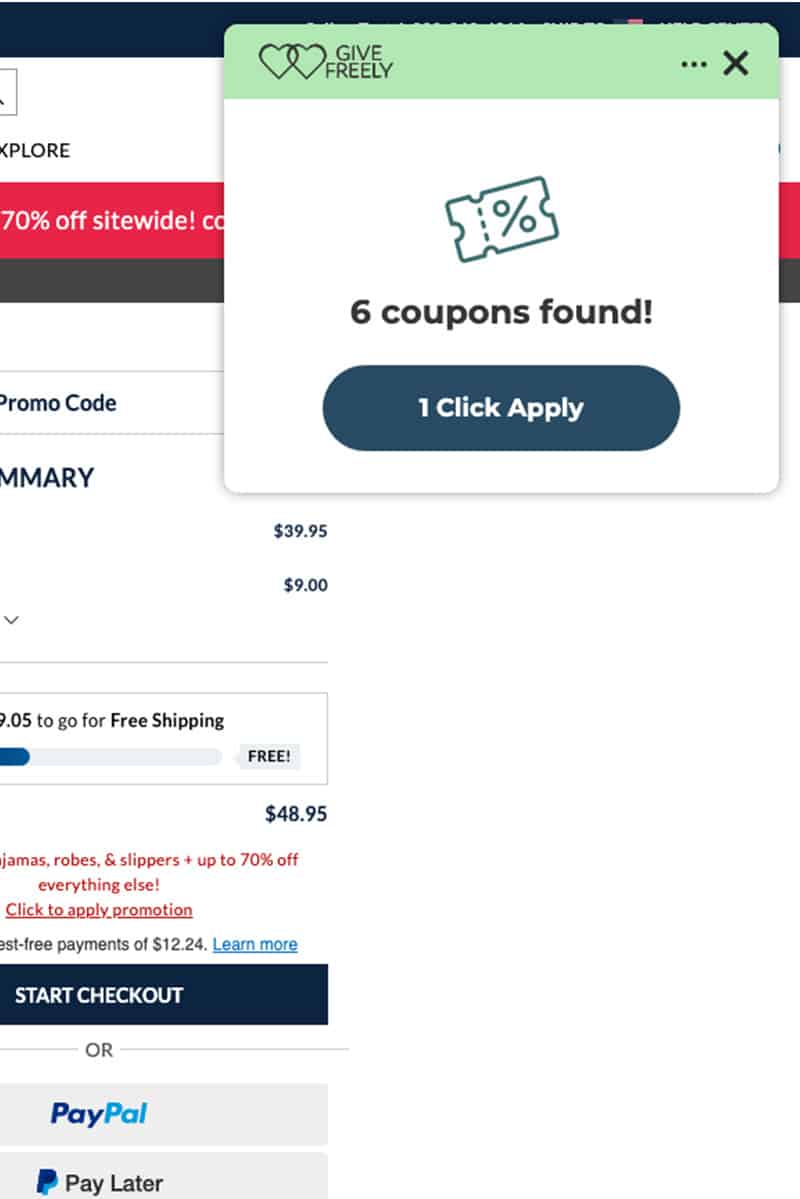 8 Free Coupon Browser Extensions to Save You Money 2 Screenshot from using Give Freely, coupon browser extension.
