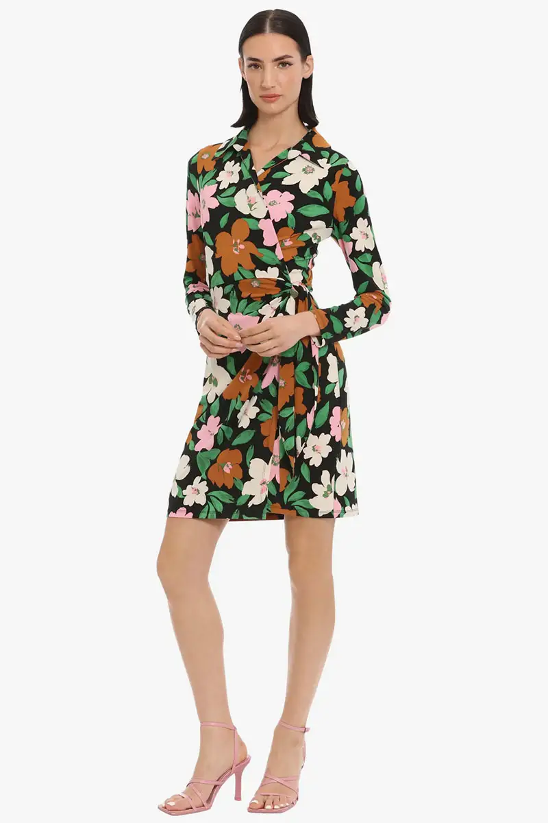 Spring 2024 Fashion Trends: 36 Trendy, Affordable Pieces to Wear Now 7 Model wears floral dress against white background.