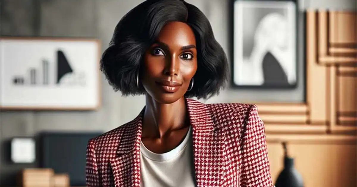Business Blazer: 6 Chic Blazer Outfits to Wear to Work 36 Woman wearing red checked blazer with white t-shirt and jeans.