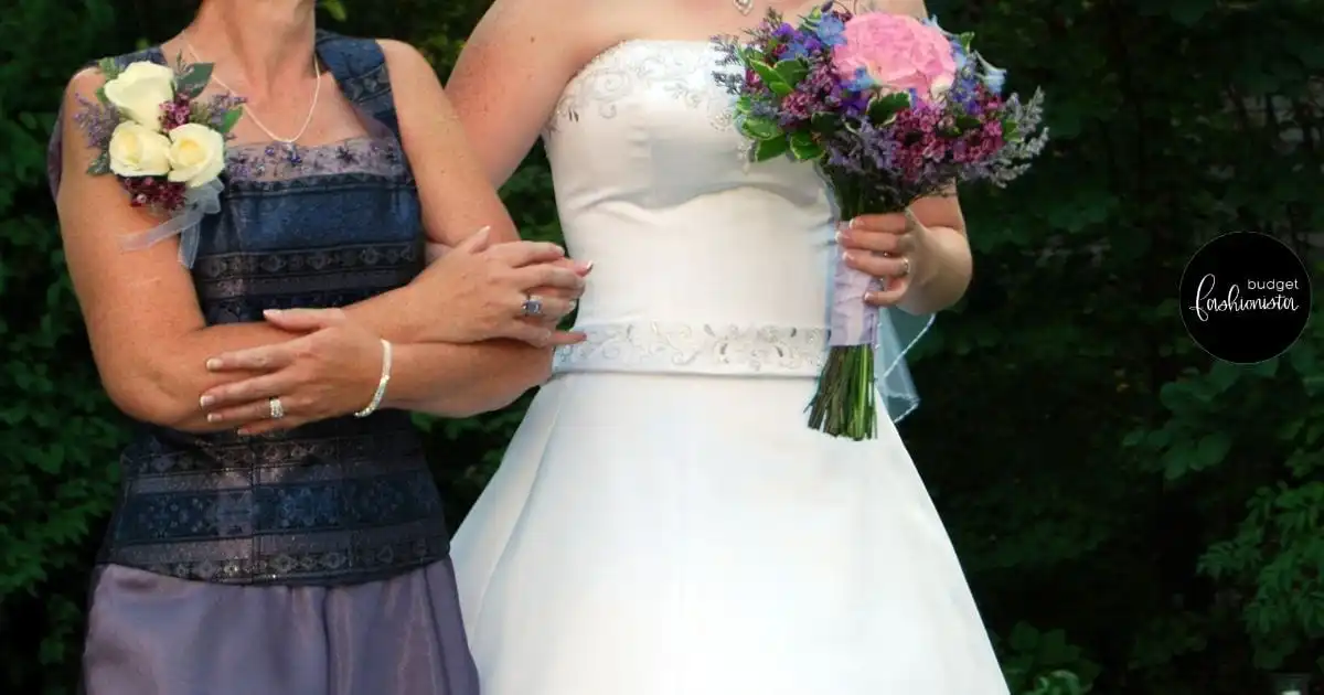 Mother-of-the-Bride Dress Shopping: 8 Musts for a Fun, Low-Stress Experience 28 Shoulder to hip view of two women in formal dresses walking side by side.