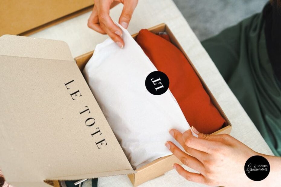 What Happened to Le Tote? 10 Top view of woman opening up a Le Tote branded box.